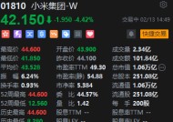 港股小米集团跳水跌超4% 成交额超百亿港元